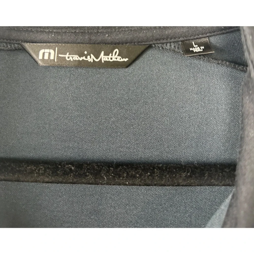 Travis Mathew Jacket Mens L Black Striped 1/4 Zip Lightweight Pullover Logo C27